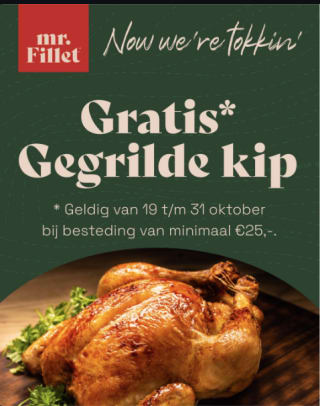 Gratis gegrilde kip bij Mr. Fillet