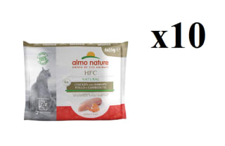 10 x Almo Nature Comida para Gato Pollo y Camarones 6x55g Natural Proteína Alta 19.9€
