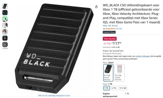 WD_BLACK C50 Uitbreidingskaart voor Xbox 1 TB voor €117,99 bij Amazon