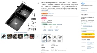 Fregadero de Cocina MUZENS 80x45 cm por $1,198 | Oferta Amazon