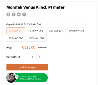 Marstek Venus A 2.12KWH incl. P1 meter voor 525 euro