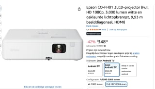 Epson EpiqVision Flex CO-FH01 beamer voor €348,99 bij Amazon