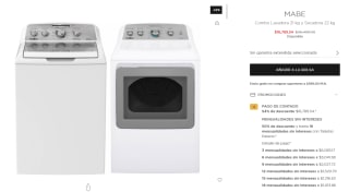 Combo Lavadora 21 kg y Secadora 22 kg Mabe $12,884 | El Palacio de Hierro (BBVA MSI)