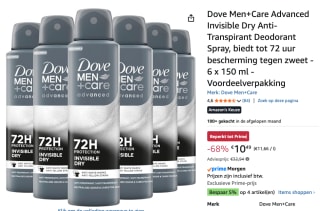 Men+Care Advanced Invisible Dry Anti-Transpirant Deodorant Spray 6-pack voor €10,49