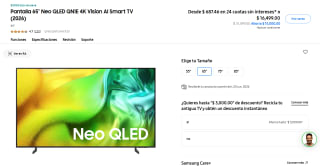 Televisor Samsung 65" Neo QLED 4K por $8,868 | PayPal y Banorte