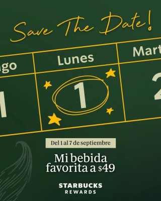 Bebida Alta por $49 o Grande por $59 | Starbucks