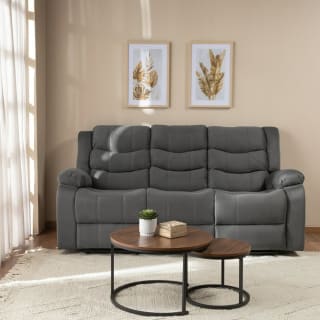 Sofá 3 Cuerpos Reclinable Tradicional Norman Terciopelo Gris $358.990 Mundo Lider, cl