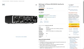 Interfaz de audio USB Behringer U-Phoria por $1,733 | Amazon