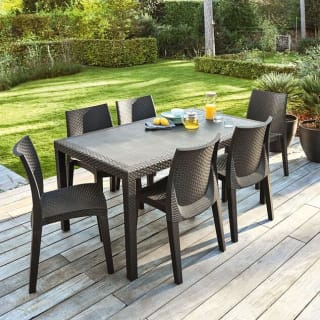 Table de jardin rectangulaire 6 personnes imitation résine à 69€