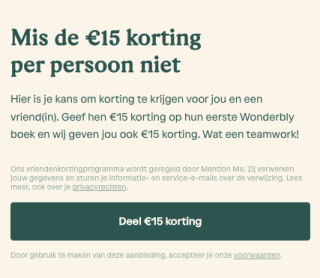 Geef 15 euro en ontvang 15 euro korting met de vriendenactie