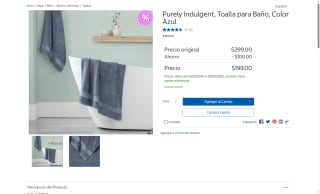 Toalla para Baño Purely Indulgent 76x147cm por $199 | Oferta Costco