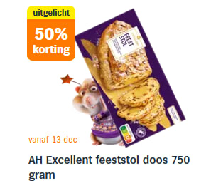 AH Excellent feeststol doos 750 gram voor €2,49