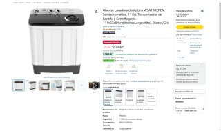 Lavadora Hisense Doble Tina 11Kg por $2,399 | Amazon (Santander)