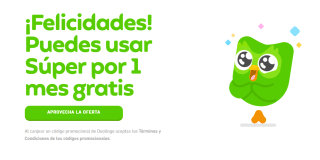 Cupón de 1 Mes Gratis de Super Duolingo