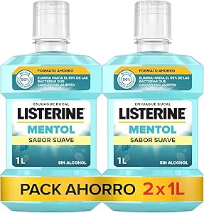 Listerine Mentol Sabor Suave (2 x 1 L), enjuague bucal flúor y 0% alcohol por 8.12€