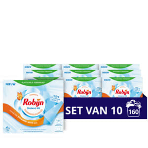 10x Robijn Wasmiddeldoekjes Stralend Wit 16 stuks voor €26,35 bij Plein