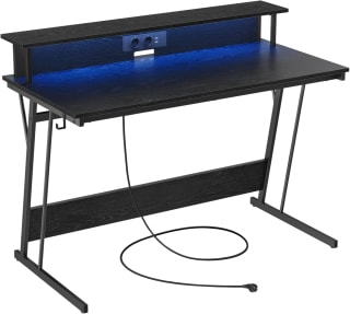 VASAGLE Escritorio para Juegos con Luces LED y Tomas de Corriente 60x120 por 72.24€