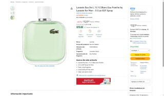 Perfume Lacoste L.12.12 100ml por $728 | Oferta Amazon