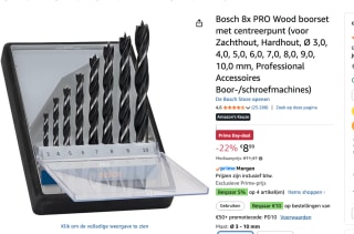 Bosch Profesional - PRO Wood boorset met centreerpunt, 8-delig voor €8,99