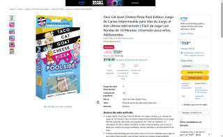 Taco Cat Goat Cheese Pizza Poolside Edition por $358 | Amazon