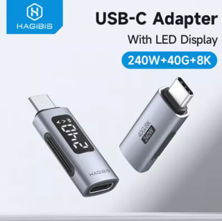 Adaptador Hagibis USB-C con pantalla LED (240W, USB4) por $17 en AliExpress