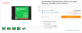 SSD SanDisk WDS200T5G0A 2TB 2.5" por $2,139 | Oferta CyberPuerta