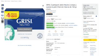 Cuadripack Jabón Neutro GRISI por $51 en Amazon
