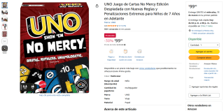 UNO Show 'em No Mercy por $99 | Amazon