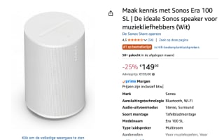 Sonos Era 100 SL voor €149 bij Amazon