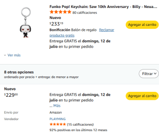 Funko Pop! Keychain Saw 10º Aniv. por $229 | Amazon