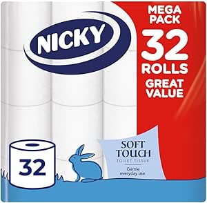 Nicky Soft Touch Toilet Tissue 32 Rolls £7.50 on Amazon