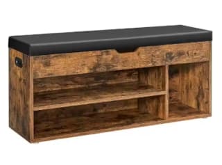 VASAGLE Banco Zapatero con Cojín, Banco Almacenamiento, 3 Compartimentos por 50,76€