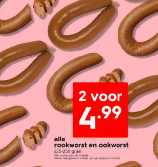 HEMA rookworst 2 voor €4,99