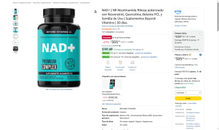 Suplemento NAD+ 30 cápsulas por $305 | Oferta Amazon