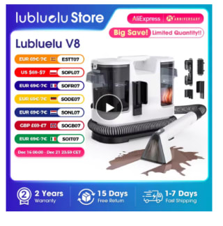 Nettoyant pour Tapis Lubluelu V8 800W à eau chaude 60 ° C à 54,39€