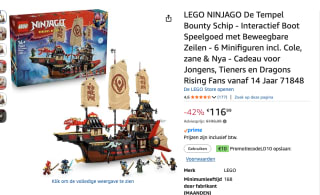 LEGO NINJAGO De Tempel Bounty Schip voor €116,99 bij AMazon