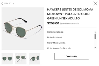 Gafas de Sol Hawkers Moma Midtown Polarized Gold Green $259 | Privalia