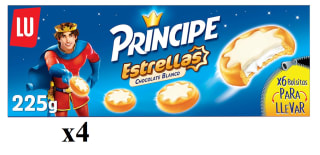 4 Unidades de Galleta Príncipe estrellas 225g chocolate blanco por 6.05€