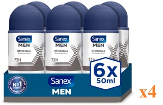 4 Packs de 6 x 50ml de Desodorante Roll-On Antitranspirante Sanex Men Invisible 29.3€
