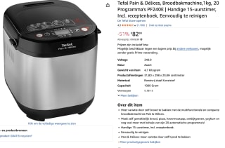 Tefal PF240E Pain & Délices broodbakmachine voor €82,99 bij Amazon