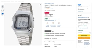 Casio A178WA-1ACF Reloj Digital Unisex por $434 en Amazon