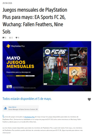 Juegos de PlayStation Plus Essential Mayo | EA Sports FC 26, Nine Sols y más