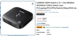 UGREEN Switch HDMI 2.1 8K 60Hz 4K 240Hz voor €19,16 bij Amazon