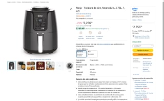 Ninja Freidora de Aire 3,78L por $2,256 | Amazon