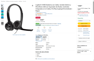 Audífonos Logitech H390 por $399 | Oferta Amazon