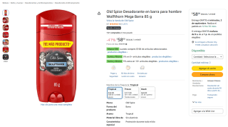 Old Spice Desodorante en barra Wolfthorn Mega Barra 85g por $58 en Amazon