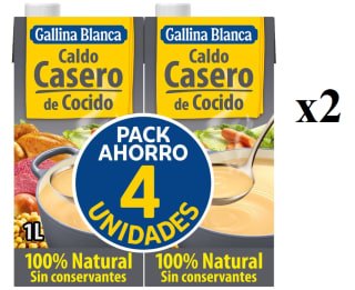 2 Packs de 4 Botes de Gallina Blanca Caldo Casero de Cocido 100% Natural por 8.74€