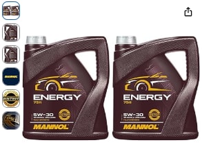 Lot de 2 bidon de 5L d'huile moteur Mannol Energy 5W-30 à 51,22€