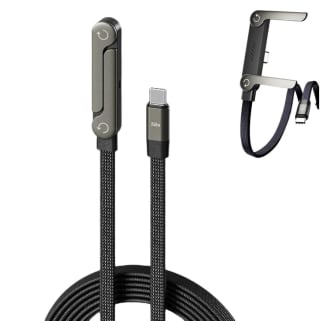 Sideways Phone Charger, 2 in 1 Invisible Holder Charger Cable, 240W Braided Fast Char