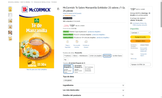 Té de Manzanilla McCormick 25 Sobres por $13 | Amazon